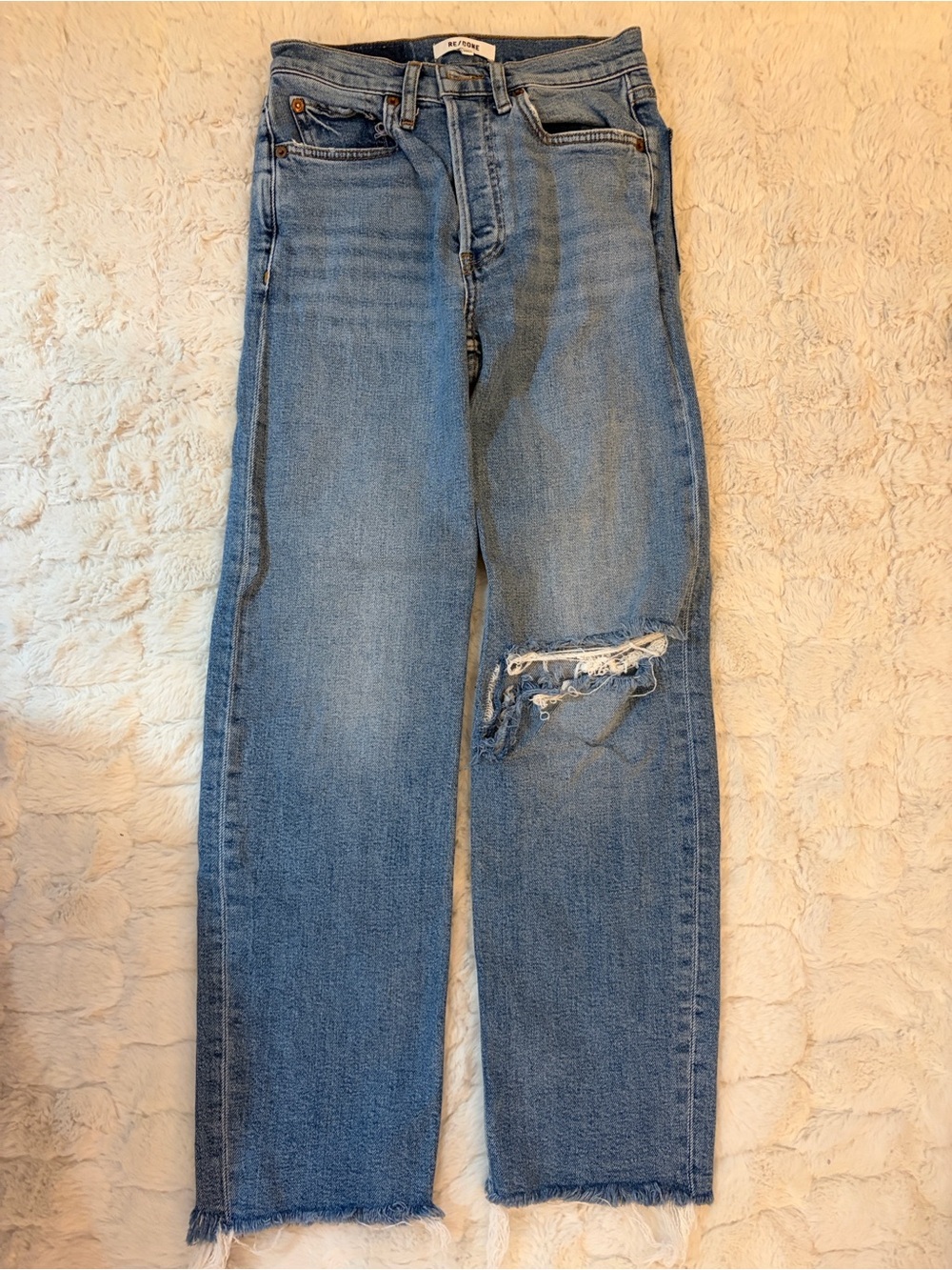 Re/Done 70s Stove Pipe Ripped Jean
